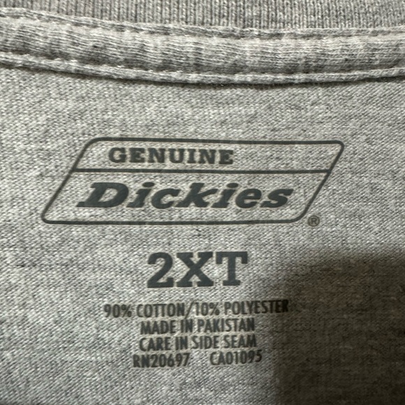 2 NWOT men’s genuine Dickies grey T-shirts with pockets - 2, 2XT - Picture 2 of 3